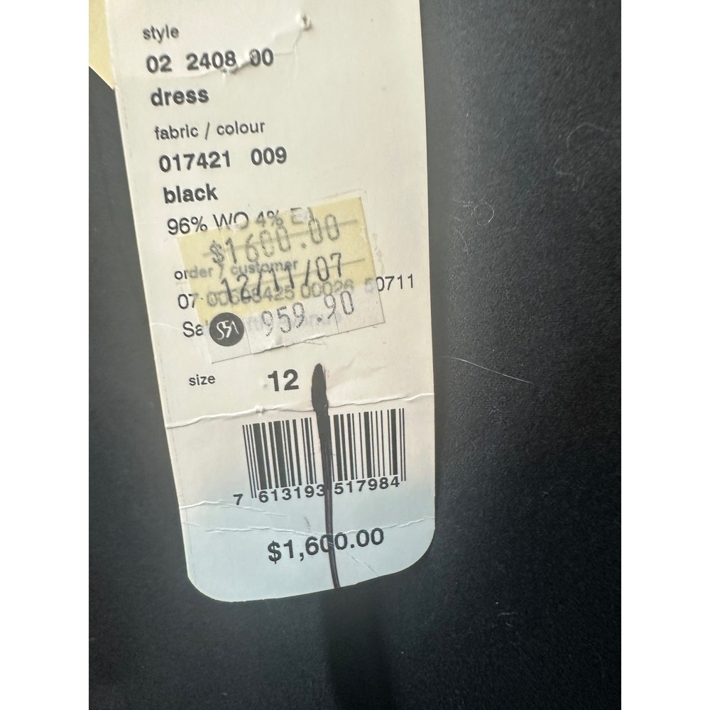 Akris Punto Black Wool Leather Trim Mock Neck Long Sleeve Dress Size 12 NEW - Picture 7 of 12